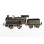 Märklin B-Dampflok 981, Spur 1, Uhrwerk intakt, grün/schwarz, mit falschem Tender, Z 4