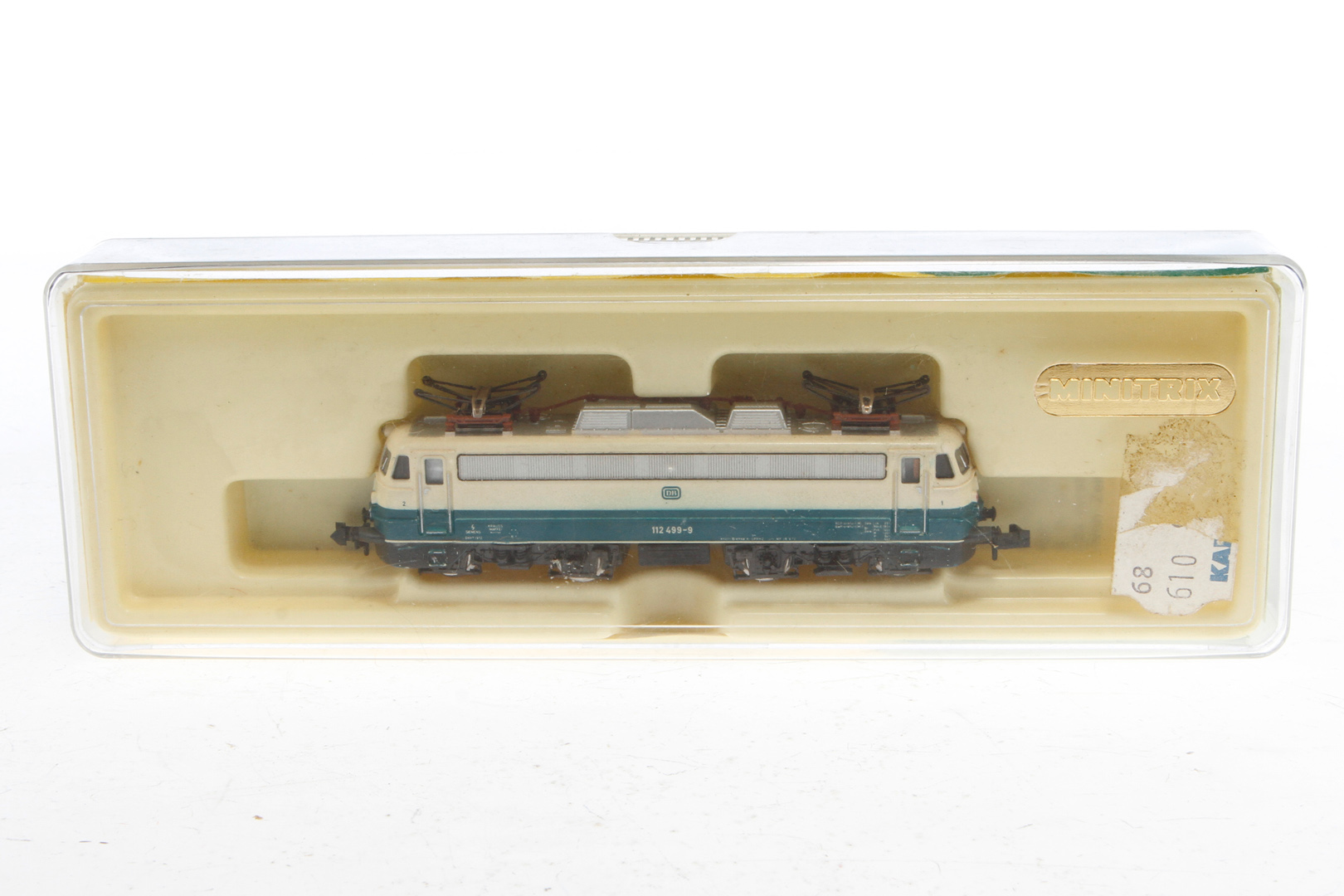 Minitrix E-Lok ”112 499-9” 2063, Spur N, creme/türkis, LS und Alterungsspuren, OK, Z 3