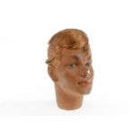 Kopf für Schaufensterpuppe, Gips, HL, wohl 30er Jahre, mit blonden Haaren, LS, tw besch., H 30, Z 3