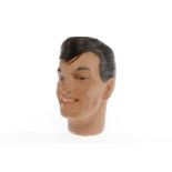 Kopf für Schaufensterpuppe, Gips, HL, wohl 30er Jahre, mit schwarzen Haaren, LS, H 31, Z 3