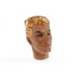 Kopf für Schaufensterpuppe, Gips, HL, wohl 30er Jahre, mit blonden Haaren, LS, H 31, Z 3