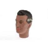Kopf für Schaufensterpuppe, Gips, HL, wohl 30er Jahre, mit schwarzen Haaren, LS, H 32, Z 3