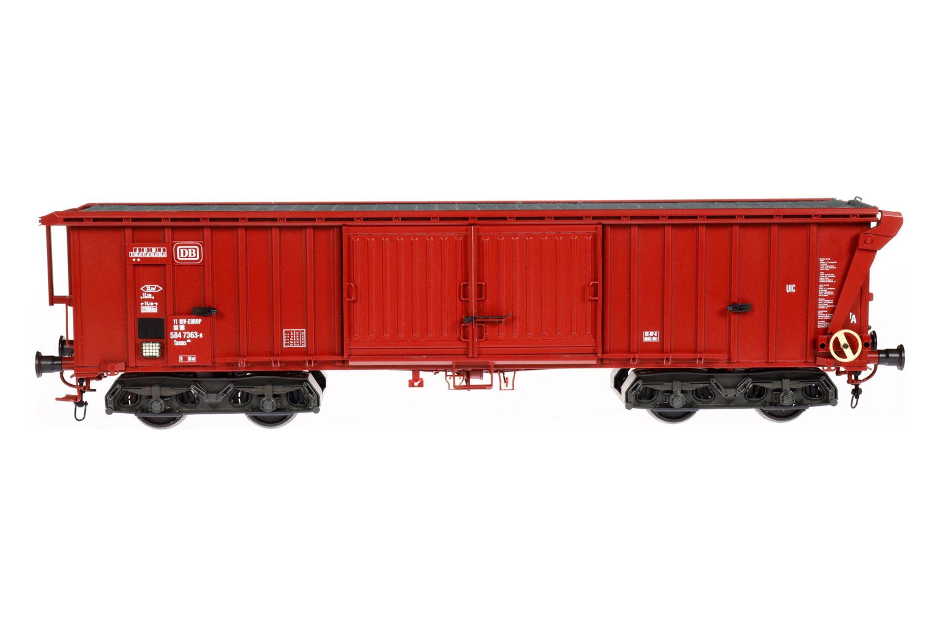 Bockholt Güterwagen ”584 7363-8”, Spur 1, rotbraun, LS und Alterungsspuren, L 44, im Karton, Z 1-2