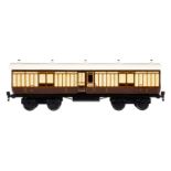 Märklin englischer Packwagen 2876 LNWR, 4A, Spur 1, weiß/braun CL, Dach farblich rest., Alterungs-