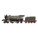 Märklin 2-B-1 Dampflok ECE 1021, mit 4A-Tender, Spur 1, Uhrwerk intakt, grau HL, spitzes