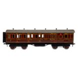 Bing englischer Abteil-/Gepäckwagen 2783, braun CL, Spur 1, 4A Gussräder, 6 imit. Lüfter,