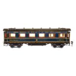 Märklin int. Speisewagen 1946 J, Spur 0, HL, mit 4 AT, Gussrädern und franz. Rahmenbeschriftung,