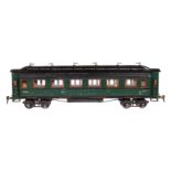 Märklin Personenwagen 1945 G, Spur 1, grün HL, 4 AT, 4A Gussräder, mit Inneneinrichtung und 6