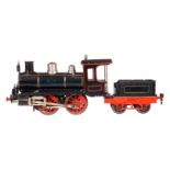 Märklin B-Dampflok 1021, mit 2A-Tender, Spur 1, Uhrwerk intakt (zäh), HL, Galeriestangen, 3