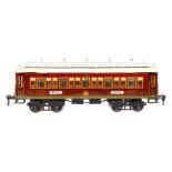 Märklin Schlafwagen 1933 G, Spur 1, Teak HL, 4 AT, 4A Gussräder, mit Inneneinrichtung, Dach mit