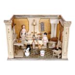 Seltenes GOTTSCHALK Puppen-Badezimmer, Originalbemalung, Original-Tapeten, mit originaler Gottschalk