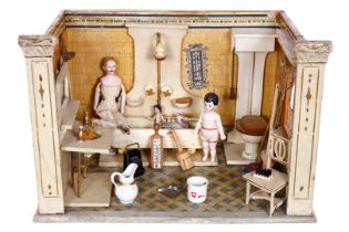 Seltenes GOTTSCHALK Puppen-Badezimmer, Originalbemalung, Original-Tapeten, mit originaler Gottschalk