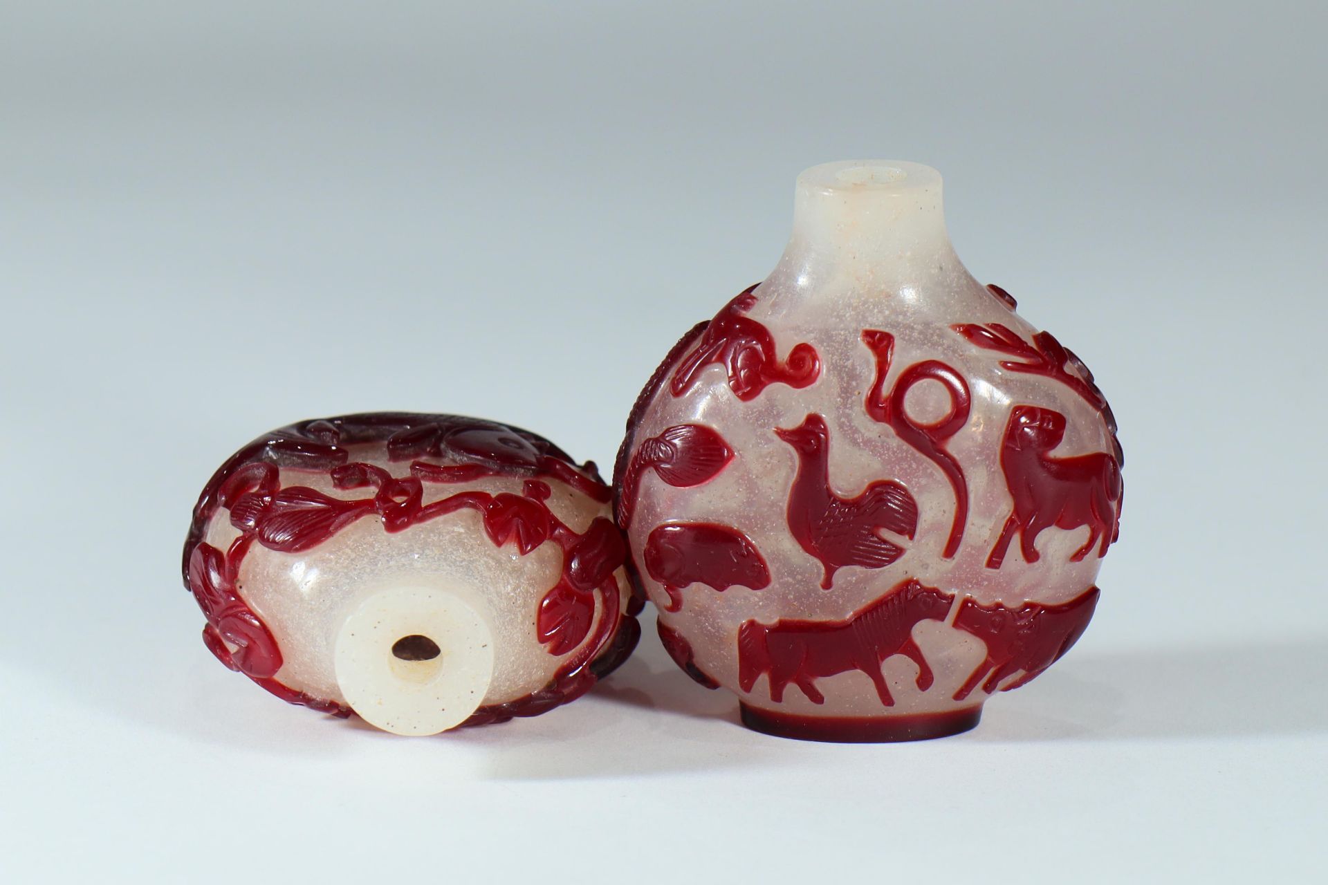 Two Peking glass snuff bottles