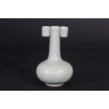 Long-Quan kiln celadon vase of the Song Dynasty, with a slender neck and double-through