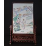 An early 19th century famille rose porcelain painting screen