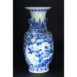 An early 19th century a large blue and white vase