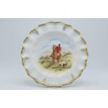 Royal Crown Derby shaped-edge cabinet plate of a traditional hunting scene, signed 'J. Doyle', 26.