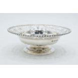 Hallmarked silver ornate bon bon dish with pierced decoration, 83.5 grams, 12cm wide, Birmingham