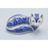 Boxed Royal Crown Derby paperweight in the form of a Platinum Arctic Fox. First quality with gold
