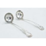 A pair of antique hallmarked silver small ladles, Edinburgh 1836, Elden & Co, 67.4 grams.