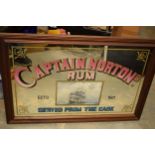 Large vintage pub advertising mirror Captain Norton Rum, 66 x 96cm inc frame. Collection / Courier