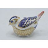 Boxed Royal Crown Derby paperweight in the form of a Goldcrest. First quality with gold stopper.