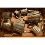A collection of silver plated items to include tea pots, creamers, cutlery and others (Qty).