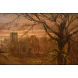 Henry Hadfield Cubley (British 1858-1934) oil on canvas in gilt frame 'The Church Through The