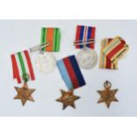 World War 2 medals to include The Italy Star, The Africa Star, The 1939-1945 Star, The 1939-1945 War