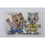 Louis Wain The Twin Mascots Tuck's postcard with message to reverse. Slightly warped / foxed.