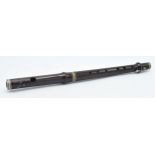 Wooden J W S I London Improved B one key flute, 38cm long, untested.