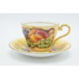 Aynsley Orchard Gold cup and saucer (2), star crack to saucer. Cup in good condition.