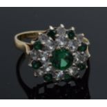 9ct gold green stone dress ring, 2.9 grams, size O.