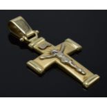 14ct gold 'INRI' crucifix pendant, 5.7 grams, 4cm long.