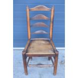 Georgian (or similar) ladder back country chair, some damages, 94cm tall.