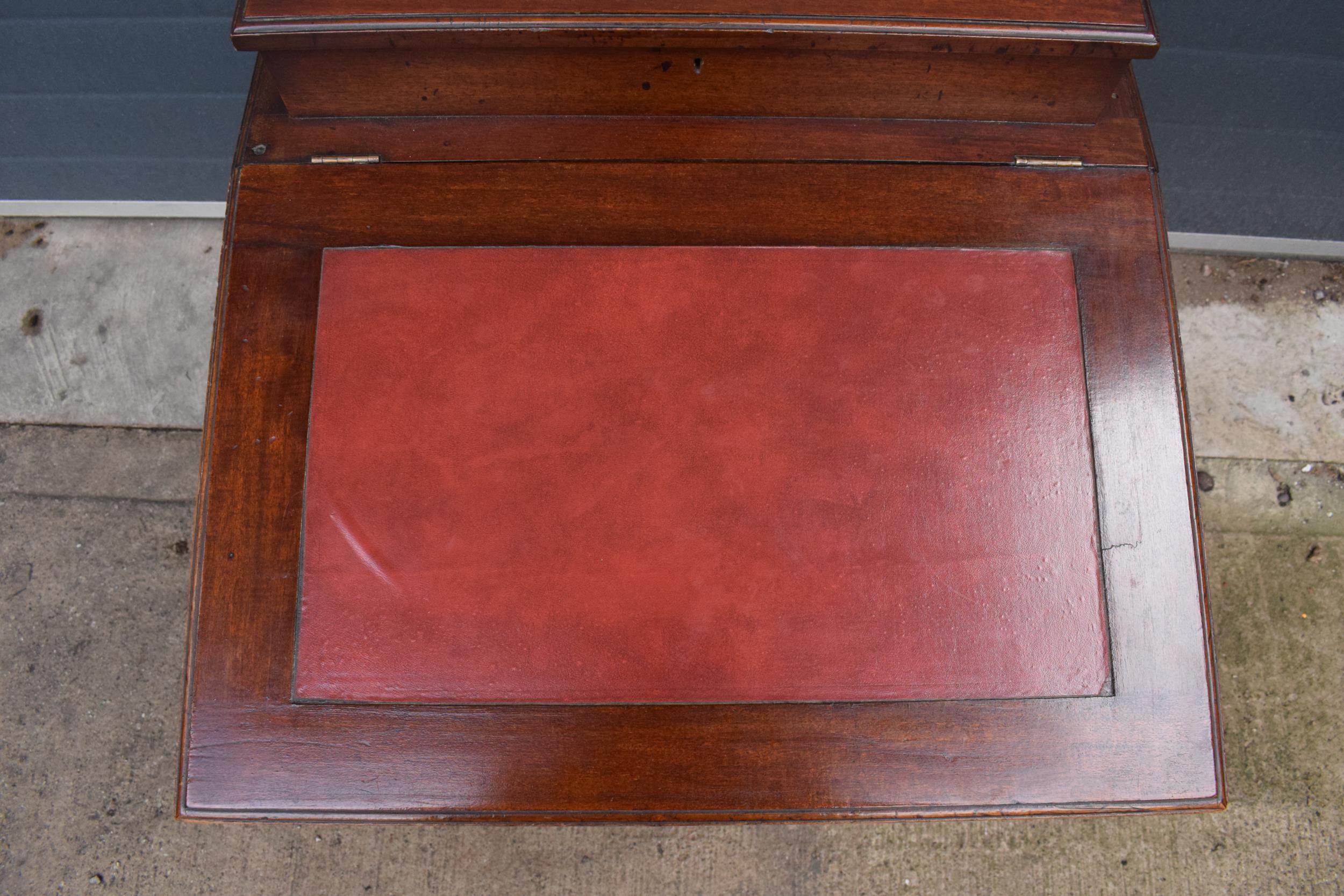 Edwardian Davenport desk with red leather inset and imitation drawers to left-hand side. 92cm - Image 4 of 11