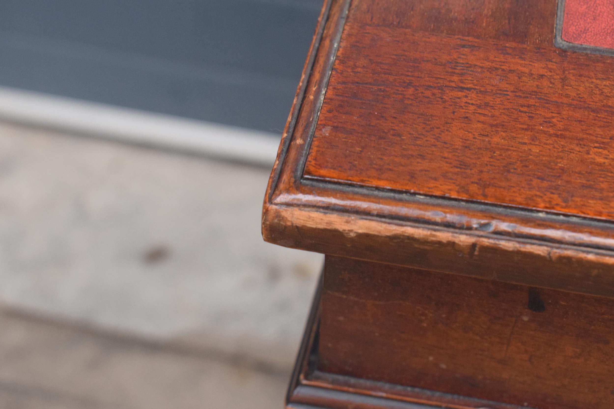 Edwardian Davenport desk with red leather inset and imitation drawers to left-hand side. 92cm - Image 3 of 11