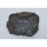 Mid 20th century Chinese copper tray with waterside decoration, 18cm wide.