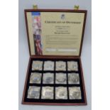 Cased set of 12 British Banknotes limited edition proof-like coins, copper-nickel.