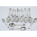 A good collection of Georgian and later hallmarked silver flatware to include salt spoons, serving