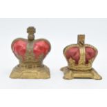 A pair of cast metal money boxes in the form of the Crown Jewels for the Coronation of Elizabeth
