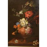 Frederik Victor van Bloemart still life oil on board of flowers in a vase, 24 x 19cm exc frame,