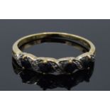 9ct gold sapphire and diamond-effect ring, 1.5 grams, size P.