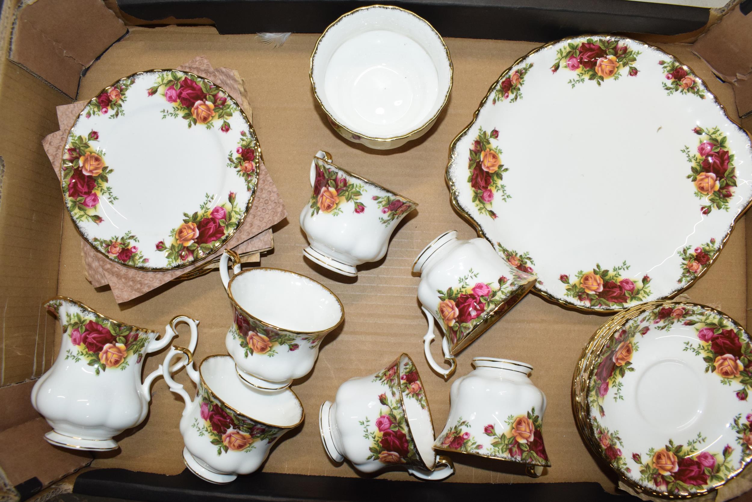 Royal Albert Old Country Roses to include 6 cups, 6 saucers, 6 trios, milk and sugar together with a