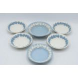 Wedgwood Queensware dishes to include blue on white and white on blue, largest diameter 15cm (6). In