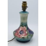 Moorcroft lamp base in the Clematis (or similar) pattern, 20cm tall exc. fittings. In good condition