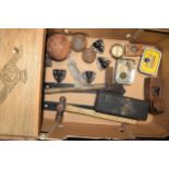 A mixed collection of items to include cast iron cannon balls, hammers, tools and others (Qty).