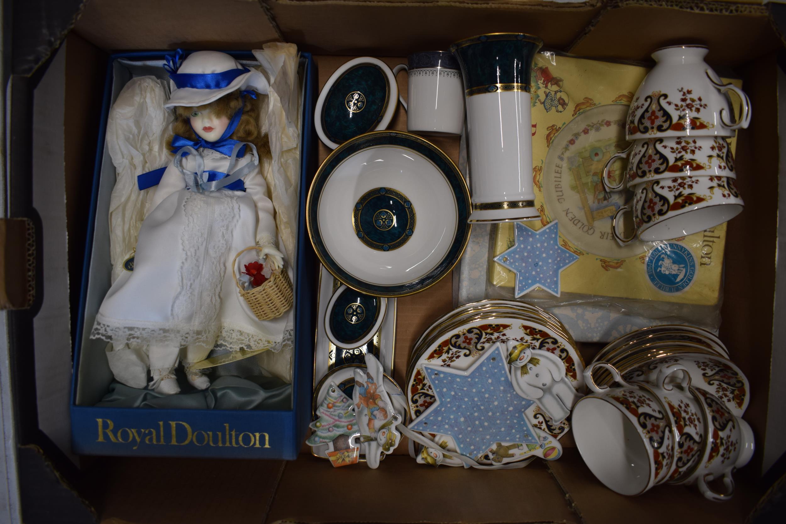 A collection of items to include Royal Doulton Snowman cot mobile (all with damages), boxed Nisbet