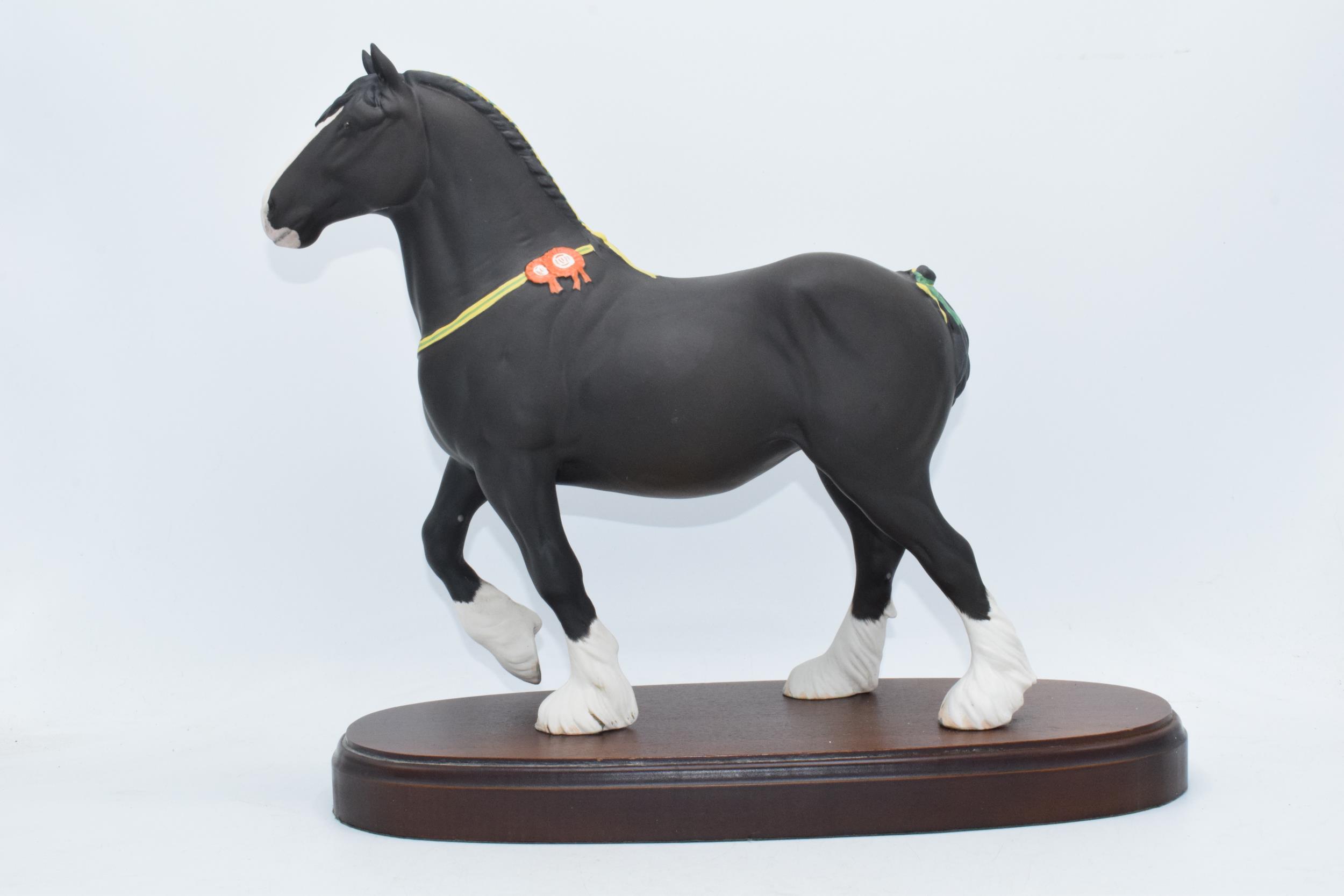 Royal Doulton large Champion Shire Horse Peakstone Lady Margaret DA237 on wooden base. In good