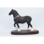 Royal Doulton large Champion Shire Horse Peakstone Lady Margaret DA237 on wooden base. In good